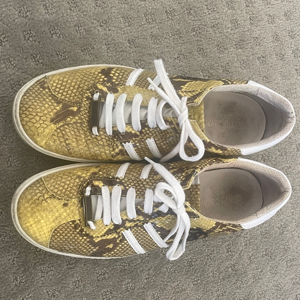 Roberto Cavalli Leather Snake-Print Sneakers